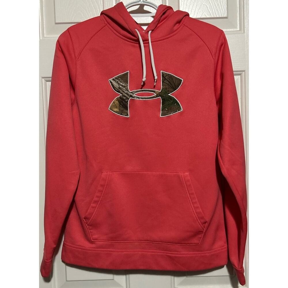 Under Armour Storm Women's Cold Gear Pink Hoodie Camo Logo Size M